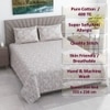 Creamy Beigefloral Cotton  400 Tc Flat  Double Queen Size Bedsheet With 2 Pillow Covers
