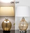 Idonia Nickel And Amber Finish Table Lamp With White Shade