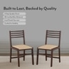 Caprica Solid Wood Dining Chair Set Of 2 In Mango Walnut Finish With Sandshell Beige