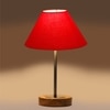 Devansh Red Cotton Table Lamp With  Natural  Wood Base  & Steel Pipe (10X16.25 Inches)-29