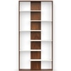 BLUEWUD Maxelle Engineered Wood Bookshelf Cabinet Book Rack Organizer with Shelves for Decor Display, Cabinet Floor Standing for Home Library (Brown Maple & White)