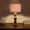 Devansh Grey Cotton Table Lamp With  Wood Natural Base (7X17.5 Inches)-7