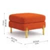 Doe Buck Luxe Boucle Square Ottoman in Orange Colour with Gold Metal Legs