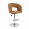 Doe Buck Adjustable Upholstered Bar Stool in Brown Colour with Chrome Base