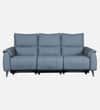 Levanto Half Leather 3 Seater Zero Wall Electric Recliner Sofa in Ocean Blue