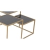 Valentino Black Glass Bunching Coffee Table In Dark Gold Finish