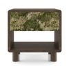 Eden Upholstered Solid wood Bedside Table in Berry Orchid Fabric Colour with Danish Walnut Finish