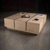 Glph Series Coffee Table Duly Polished On Natural Oak Veneer With Grooving In Black