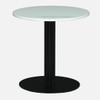 Metalwork Round Metal Nesting Coffee Table Set Black Finish White Porcelain Top Set Of 2