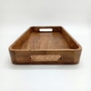 AJ Exports Premium Solid Acacia Wood Rectangular Tray with Raised Security Edges Handcrafted