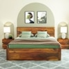 Esra Sheesham Wood King Size Bed Box Storage Honey OakOak Finish (72 x 78 inches)