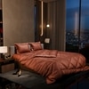 Stoa Paris Comforter Set Double Bed, 300TC Satin Double Bed Comforters in Melted Caramel