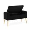 Doe Buck Upholstered Storage Bench in Black Colour with Gold Legs