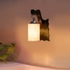 Devansh Solid Wood Electric Wall Light in Brown Colour with White Shade Count of 1 Light