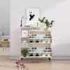Hexa Red Engineered Wood Shoe Rack in Frosty White Colour