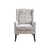 Joan Printed Human Canvas Fabric Wing Chair in White Colour