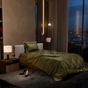 Stoa Paris Comforter for Single Bed, 300TC Satin Comforters in Olive Oasis