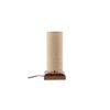 Elger Beige Natural Fiber Shade Table Lamp with Brown Wooden Base