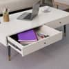 Hexa Engineered Wood Coffee Table With 2 Drawers In Frosty White