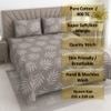 Eira Beige Floral 400 TC Cotton Flat Queen Size Bedsheet with 2 Pillow Covers – Threads