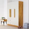 Hexa Red Wooden 3 Door Wardrobe with 2 Drawers Hanging Space in Giant Wood and Frosty White Color