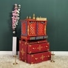 D'Dass Multi Color Mdf and Sheesham Wooden Temple With Cabinet For Pooja