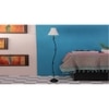 Ezra Off White Fabric Floor Lamp with Black Iron Base