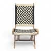 NatWest Sheesham Wood Vintage Balcony Chair in Black and White Rope Canning