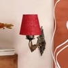 Devansh Metal Electric Wall Light in Antique Gold Colour with Maroon Shade Count of 1 Light