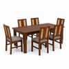 Globally Indian Giselle Solid Sheesham Wood 6 Seater Dining Table Set 6 Chairs Terracotta Orange