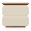 Sora Solid Wood Bedside Table In Beige with Amber Walnut Finish