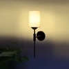Devansh Metal Electric Wall Light in Black Colour with off-white Shade Count of 1 Light