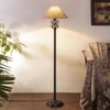 Robin Beige Natural Fiber Floor Lamp with Black Iron Base