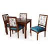 Globally Indian Sheesham Wood 4 Seater Dining Table Set With 4 Solid Wood Upholstered Chairs – In Blue Color