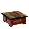 Desert Art MDF Hand Painted Red Tea Coaster Set with 6 Coasters and Holder