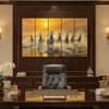 The Castle Decor Running Horses Vastu Wall Painting Design 6 Wooden Framed 27x48 Inch
