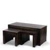 Kassel Sheesham Wood Coffee Table With 2 Stools Set In Mahogany Finish