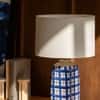 Atrani Handicrafted Table Lamp in Blue Stripes and white Colour