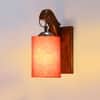 Devansh Solid Wood Electric Wall Light in Brown Colour with Orange Shade Count of 1 Light