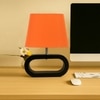 Devansh Orange Cotton Table Lamp With  Wood Black Base -5