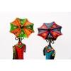 Desert Art Metal Handpainted Umbrella Doll Figurine Set of 2