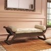 Saachi Solid Wood Diwan in Mango Walnut Finish with Light Brown Colour Fabric