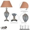 Hinton Blue Glass And Nickel Finish Metal Table Lamp With Beige Cotton Shade
