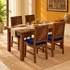 Globally Indian Vikirana Solid Sheesham Wood 4 Seater Dining Table Set 4 Chairs Navy Blue
