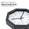 Elegant Black Octagonal Wooden Wall Clock with Sharp Minimal Indices