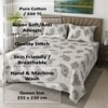 Black And White Floral 330 Tc  Cotton Flat  Queen Size Bedsheet With 2 Pillow Cover