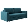 Alfon 3 Seater Velvet Pull Out Sofa Cum Bed with Storage In T Blue