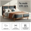 Valerio Duo-Panel Luxe Queen Size Bed in Grey Blue colour Velvet with Oak wood Frame