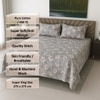 Grey Floral 400 TC Cotton Flat Super King Size Bedsheet With 2 Pilllow Covers From Threads