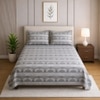 Ivo Green Grey Abstract 400 TC Cotton Flat Single Size Bedsheet with 2 Pillow Covers – Threads